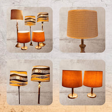 Charger l'image dans la galerie, Abat jour tambour contrecollé sur des tissus dans les tons jaunes. Lin, cotons.