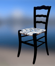 Charger l'image dans la galerie, Chaise à festons marine. Paillage Mers. Profil