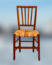 Charger l'image dans la galerie, Paire chaises paillées bois naturel. Tons curry. Face2