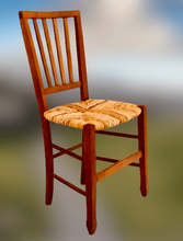 Charger l'image dans la galerie, Paire chaises paillées bois naturel. Tons curry. Profil2