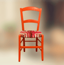 Charger l'image dans la galerie, Chaise-paillee-orange-vif-Bougainvilliers- vue face