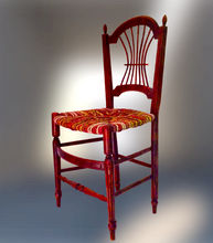 Charger l'image dans la galerie, Chaise ancienne lyre. Paillage été indien. fond gris bleu