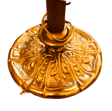 Charger l'image dans la galerie, Lampe-bouillotte-Abat-jour-pagode-ronde-système-lyre-à-grains-orange-pied