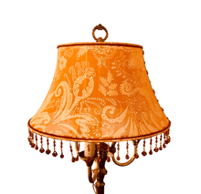 Charger l'image dans la galerie, Lampe-bouillotte-Abat-jour-pagode-ronde-système-lyre-à-grains-orange-voiledecoton