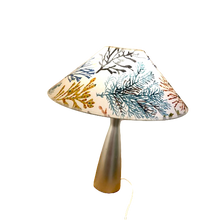 Charger l&#39;image dans la galerie, Abat jour de forme de chapeau chinois à motifs de coraux bleus, vieux rose, gris
