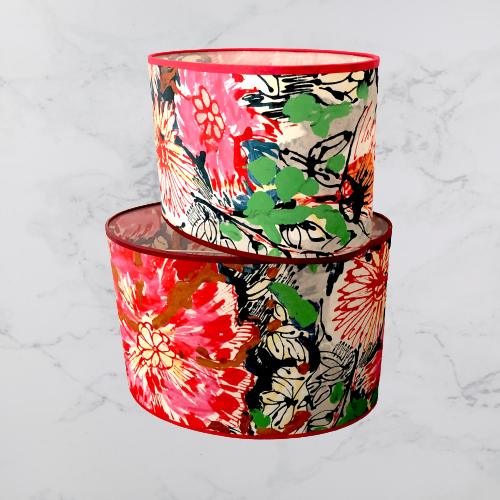 Abat-jour ovale, cylindrique ou tambour (taille à choisir) recouvert d'un tissu floral Lalie Design