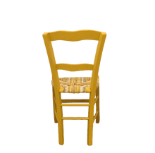 Charger l&#39;image dans la galerie, Chaise paillée jaune curry - vue de dos détouré
