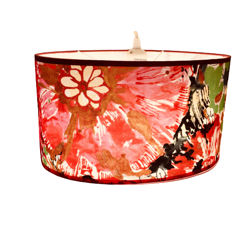 Abat-jour ovale, cylindrique ou tambour recouvert d'un tissu floral Lalie Design