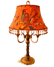 Charger l&#39;image dans la galerie, Lampe-bouillotte-Abat-jour-pagode-ronde-système-lyre-à-grains-orange
